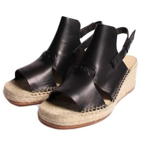 rag & bone sayre ll espadrille platform wedges black leather size 8